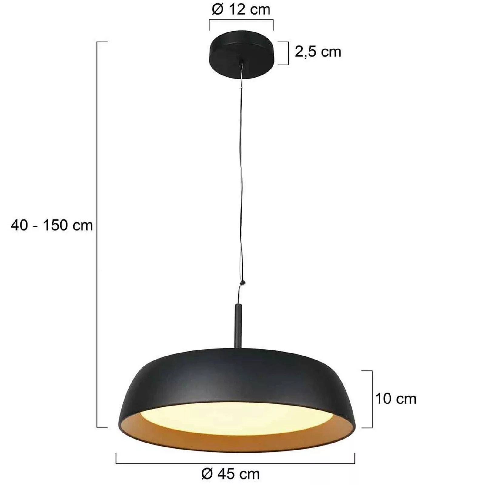 LED Pendelleuchte Mykty in Schwarz und Gold 40W 3200lm günstig online kaufen