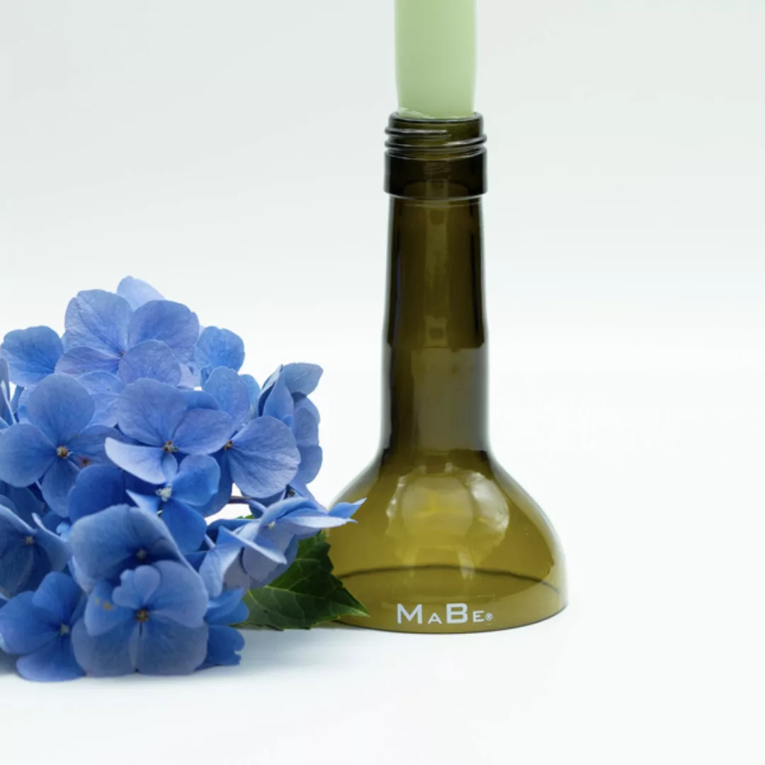Kerzenständer Aus Der 0,7l Weinflasche Mit Schraubmündung In Oliv günstig online kaufen