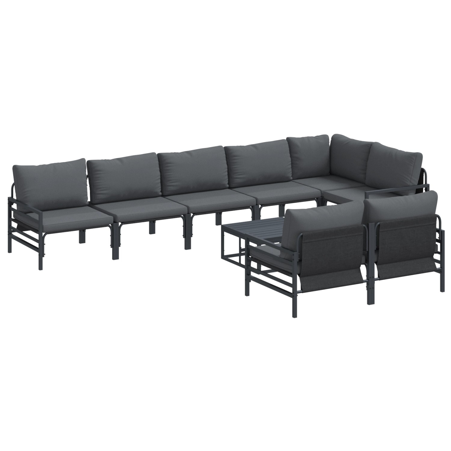 vidaXL Garten-Sofa-Set 9-Tlg Anthrazit Stahl 3379009 günstig online kaufen