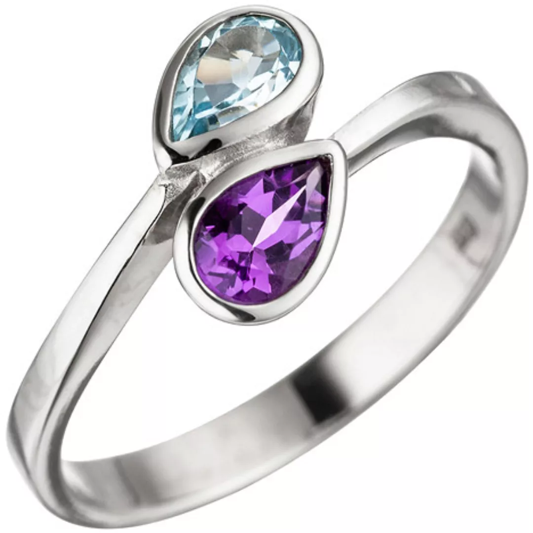 SIGO Damen Ring 925 Sterling Silber 1 Amethyst lila violett 1 Blautopas hel günstig online kaufen