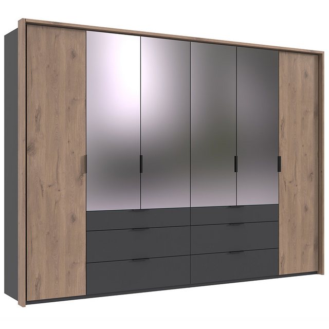 Lomadox Kleiderschrank BIELLA-43 Schlafzimmerschrank inkl. Spiegel 304 cm b günstig online kaufen