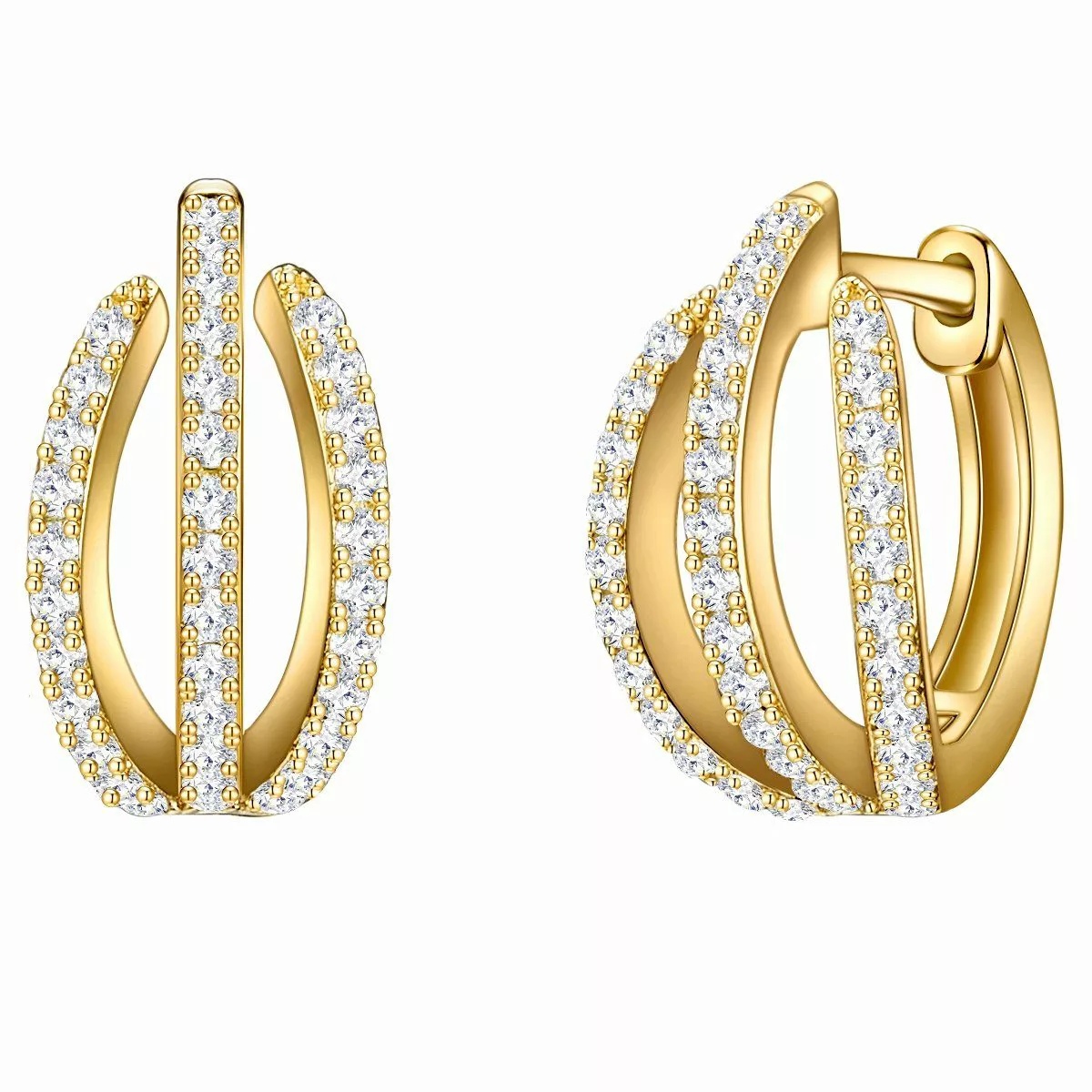 Trilani Paar Creolen gelbgold, mit Zirkonia günstig online kaufen