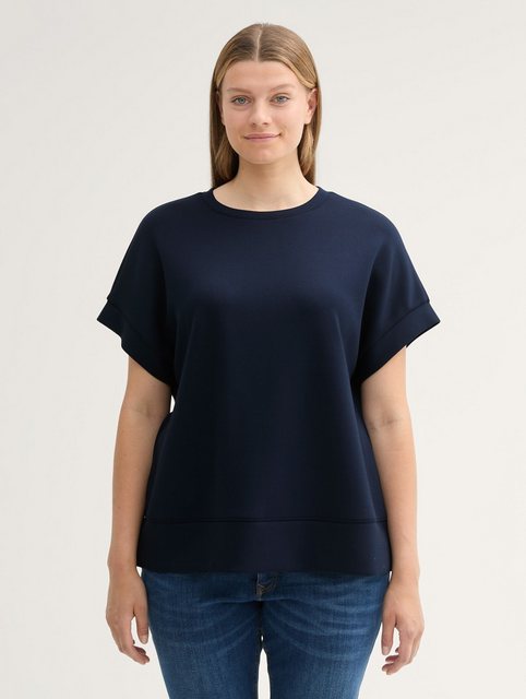 TOM TAILOR PLUS Sweatshirt Plus Size - Scuba Kurzarm-Sweatshirt günstig online kaufen