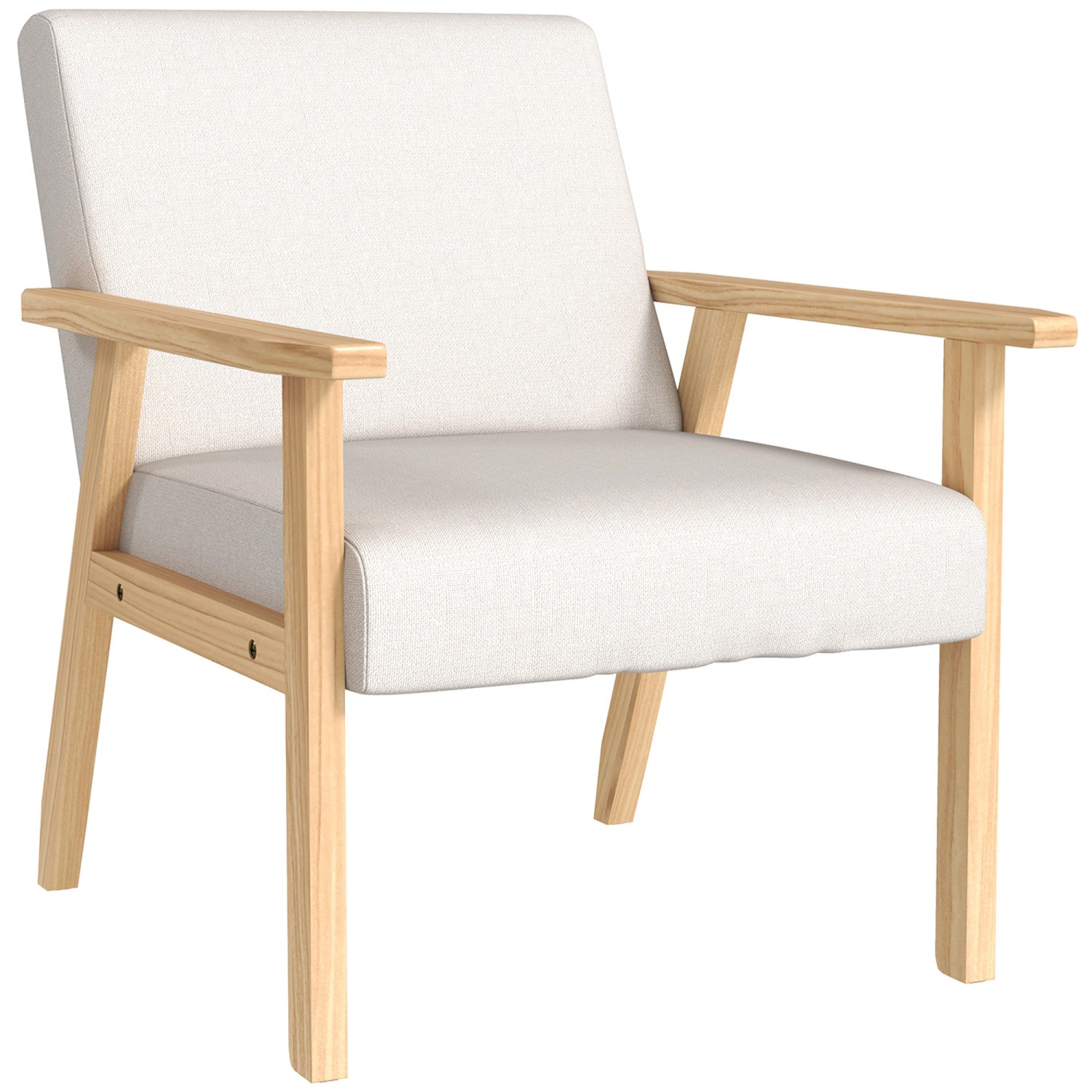 HOMCOM Sessel Leinen Kiefernholzbeine Schaumstoff Cremeweiß 64L x 70B x 72H günstig online kaufen