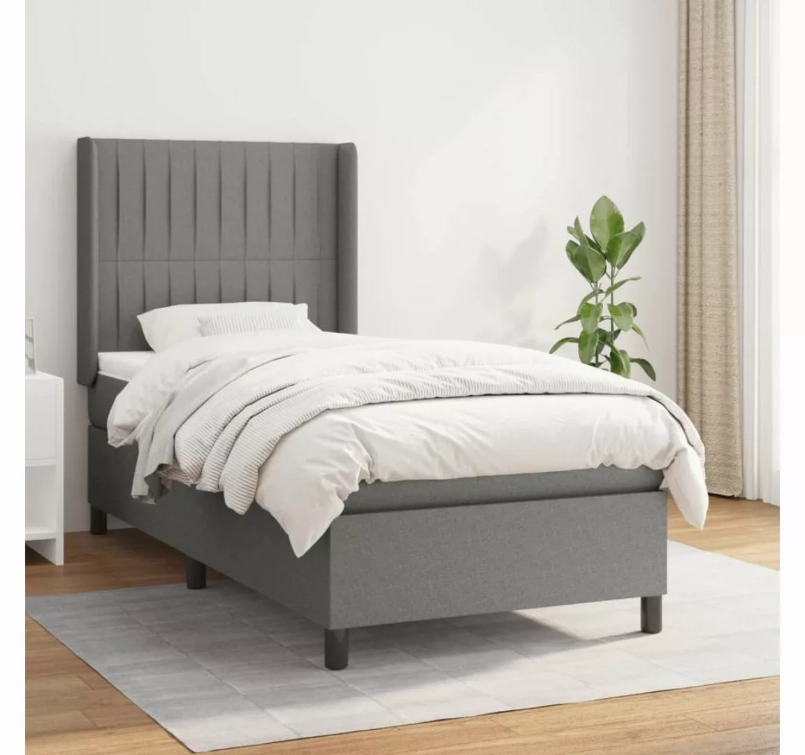 furnicato Bett Boxspringbett mit Matratze Dunkelgrau 100x200 cm Stoff günstig online kaufen