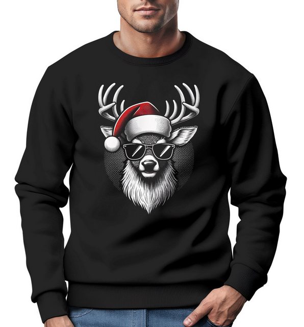 MoonWorks Sweatshirt Sweatshirt Herren Weihnachten Rentier Weihnachtspullov günstig online kaufen