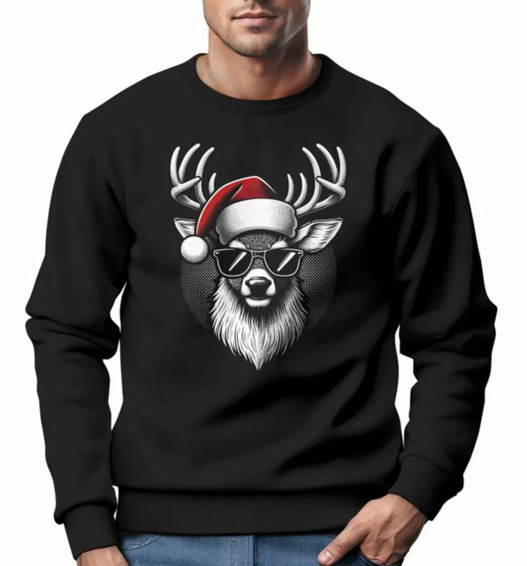 MoonWorks Sweatshirt Sweatshirt Herren Weihnachten Rentier Weihnachtspullov günstig online kaufen