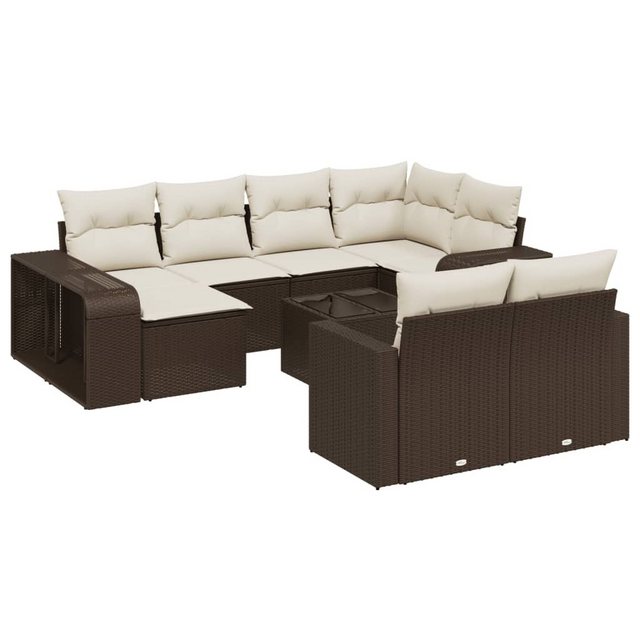 vidaXL Sofaelement 11-tlg. Garten-Sofagarnitur mit Kissen Braun Poly Rattan günstig online kaufen