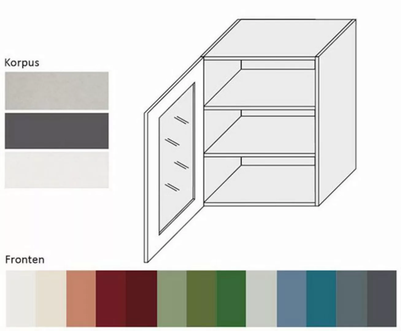 Feldmann-Wohnen Glashängeschrank Florence (Florence, 1-St) 60cm Front-, Kor günstig online kaufen