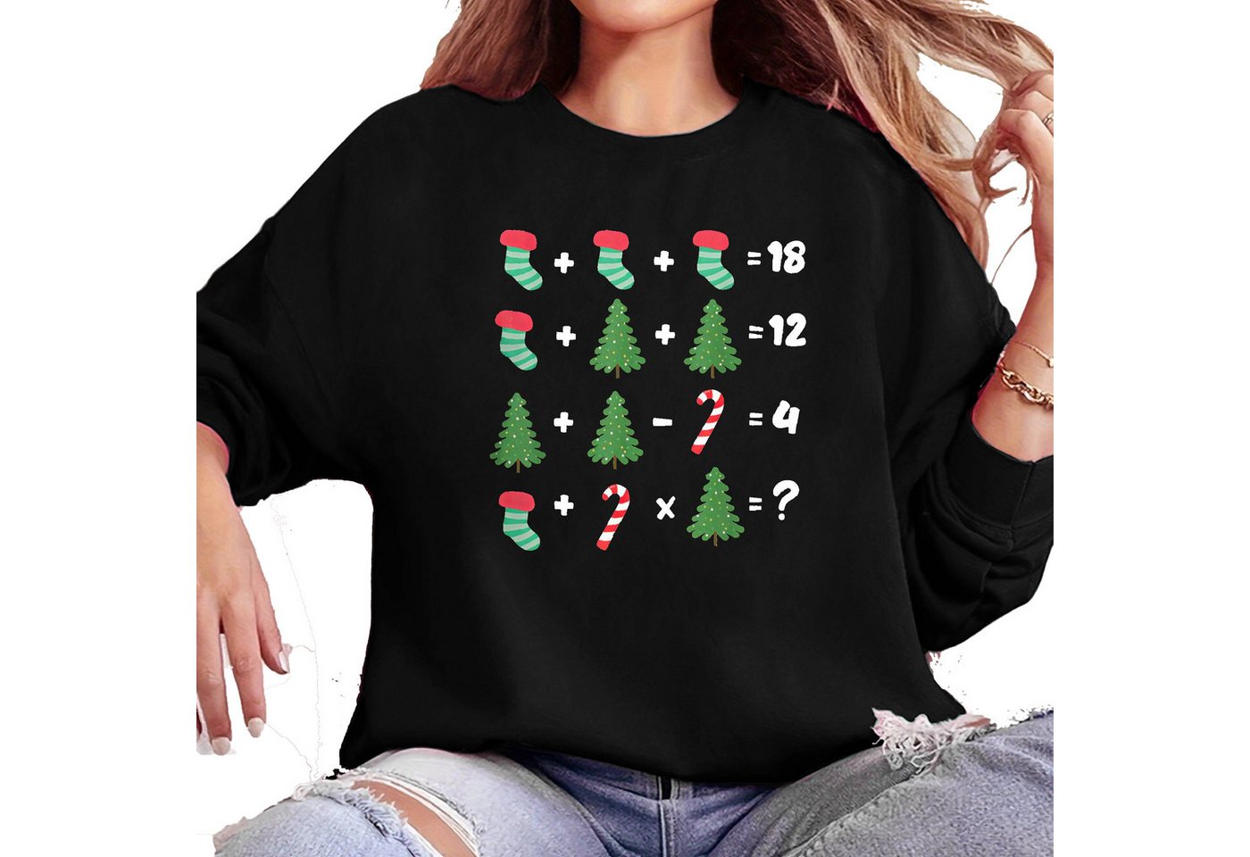 MC Star Sweatshirt Damen Sweatshirt Weihnachtspullover Weihnachtsdrucke (Me günstig online kaufen