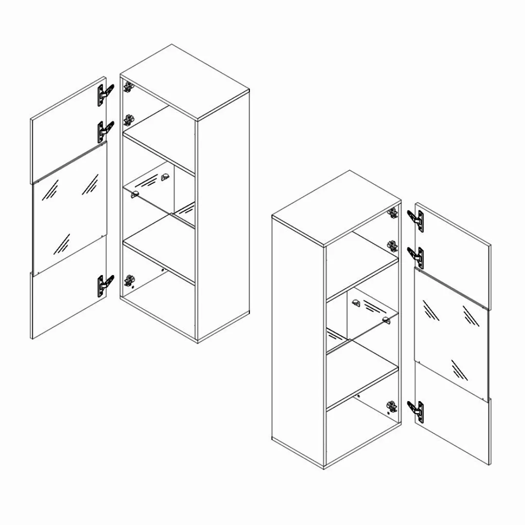Lomadox Hängevitrine CAIRNS-132 in schwarz Hochglanz, günstig online kaufen