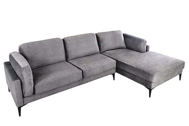 riess-ambiente Ecksofa MANHATTAN 295cm dunkelgrau · Eckcouch mit Samt-Bezug günstig online kaufen