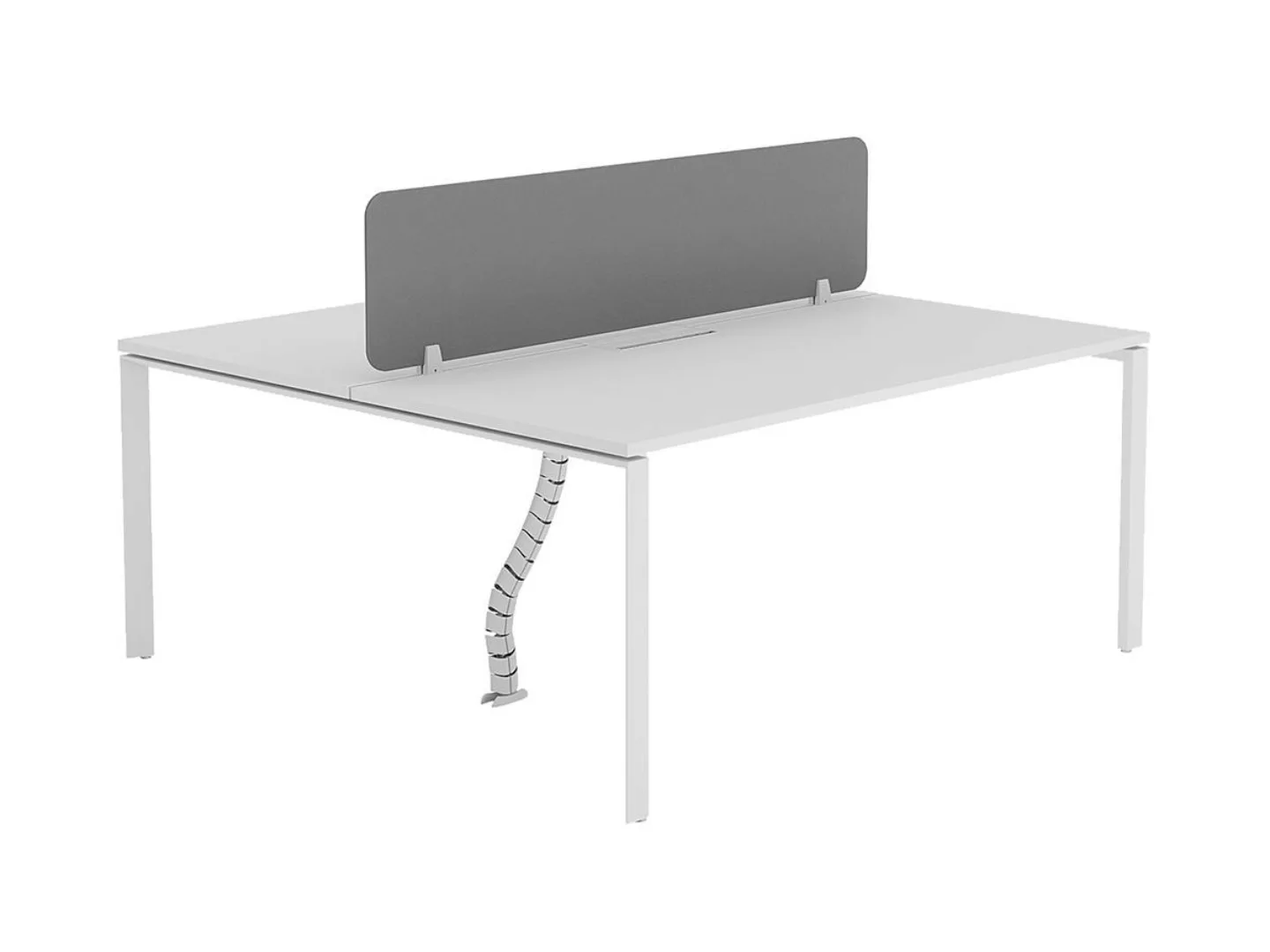 Schreibtisch Bench-Tisch für 2 Personen + Trennwand - L. 160 cm - Weiß - DO günstig online kaufen