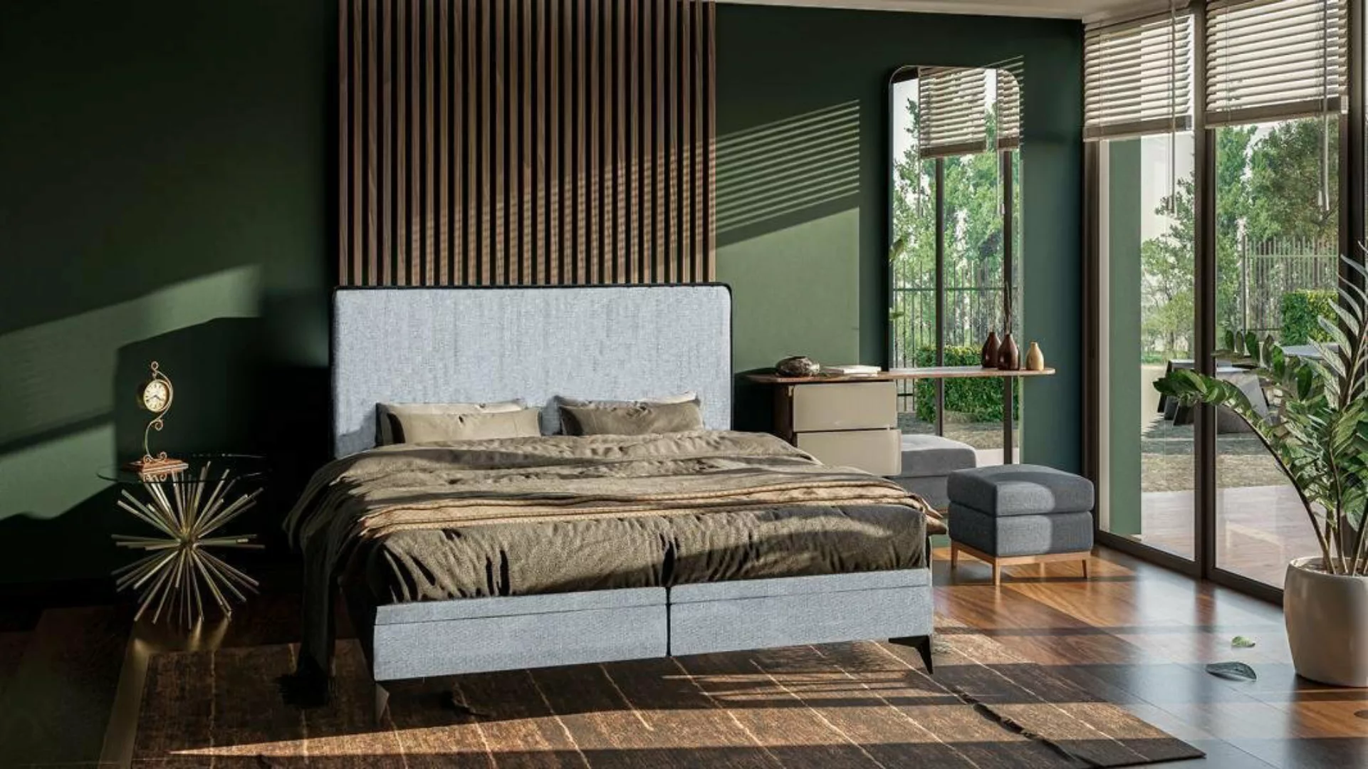 JVmoebel Boxspringbett Bett Modern Doppelbett Designer Schlafzimmer Stoff M günstig online kaufen