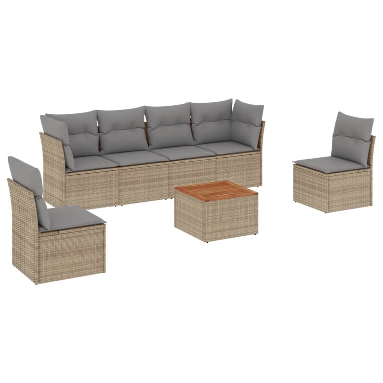 vidaXL 7-tlg Garten-Sofagarnitur mit Kissen Beige Poly Rattan Modell 109 günstig online kaufen