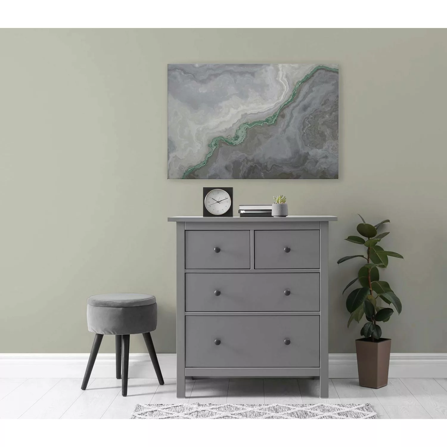 Bricoflor Leinwandbild Abstrakt Marmor Grün Grau Bild Elegant Für Schlafzim günstig online kaufen
