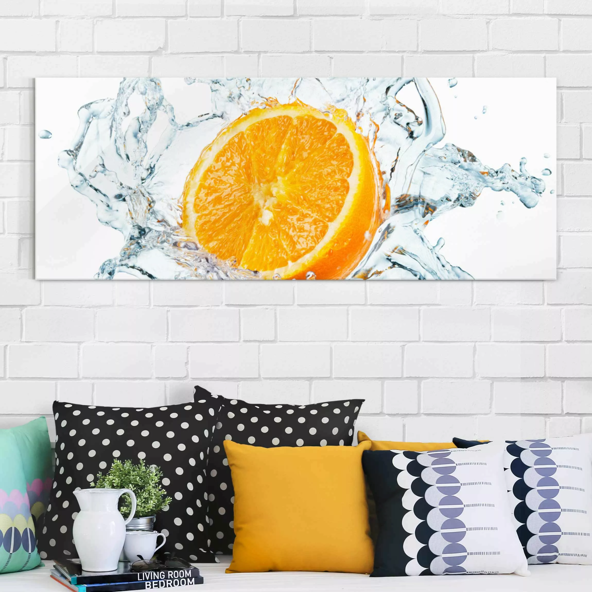 Glasbild Küche - Panorama Frische Orange günstig online kaufen