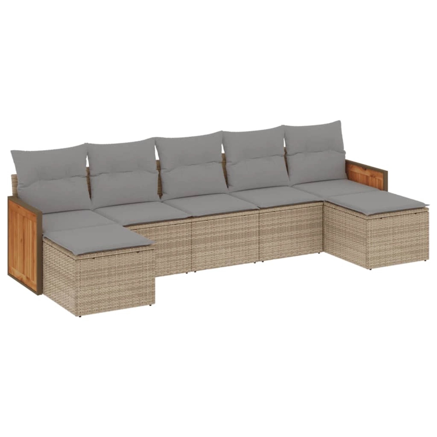 vidaXL 7-tlg Garten-Sofagarnitur mit Kissen Beige Poly Rattan Modell 234 günstig online kaufen