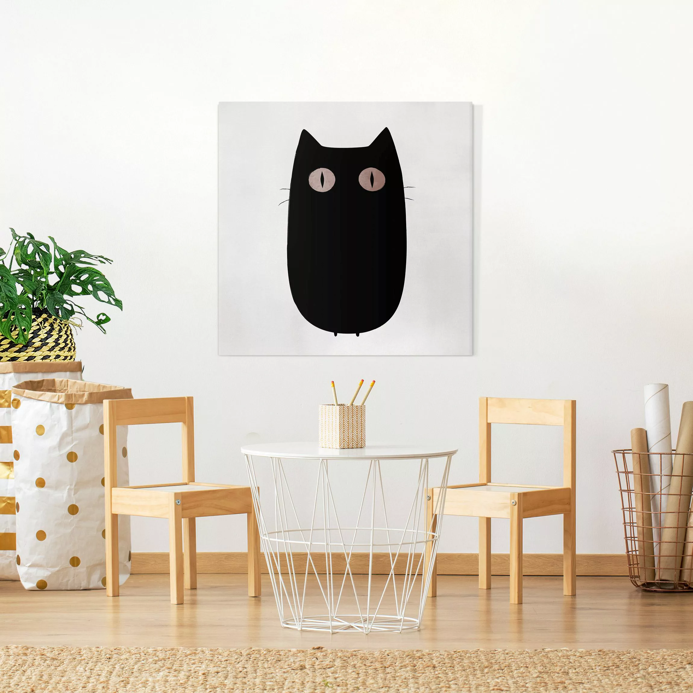 Leinwandbild Schwarze Katze Illustration günstig online kaufen