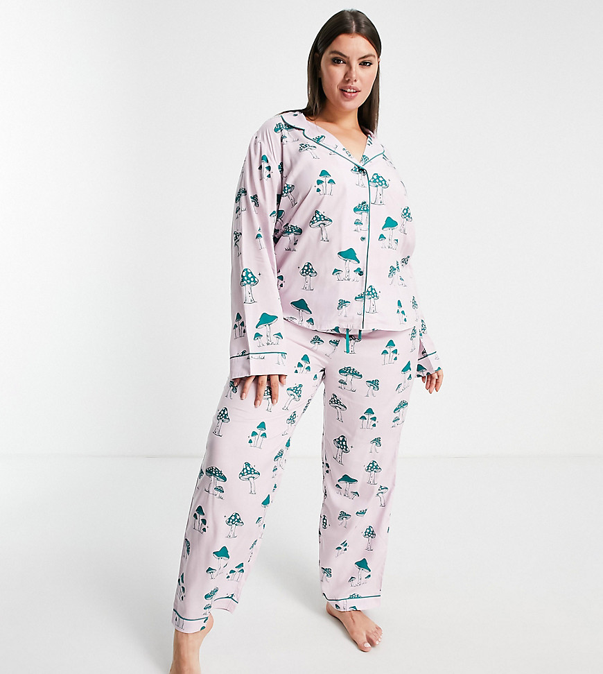 ASOS DESIGN Curve – Exklusives Pyjama-Set aus Modal mit langärmligem Hemd u günstig online kaufen