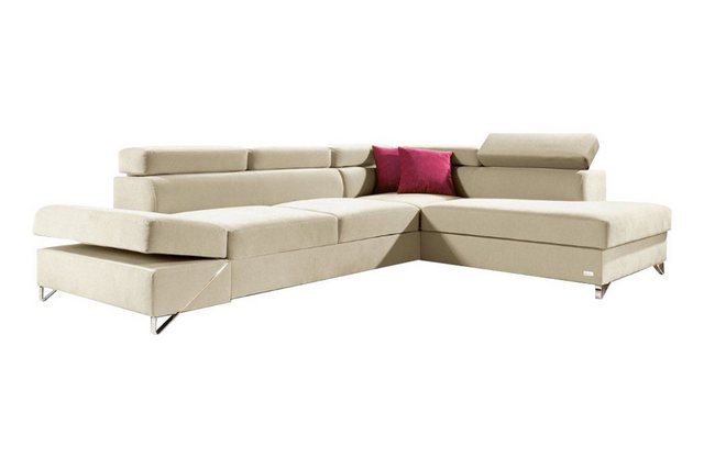 JVmoebel Ecksofa Gelbes Ecksofa Stoff L-Form Bettfunktion Couch Design Pols günstig online kaufen