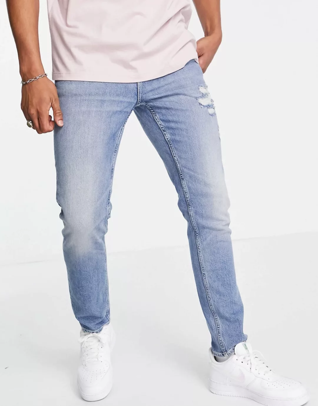 ASOS DESIGN – Schmal geschnittene Stretch-Jeans aus Bio-Baumwollmix in verw günstig online kaufen