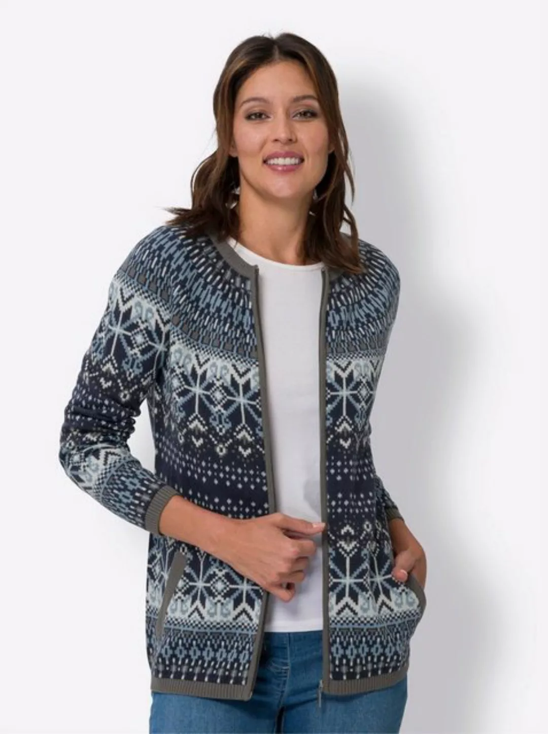 Sieh an! Strickjacke Jacquardstrickjacke günstig online kaufen