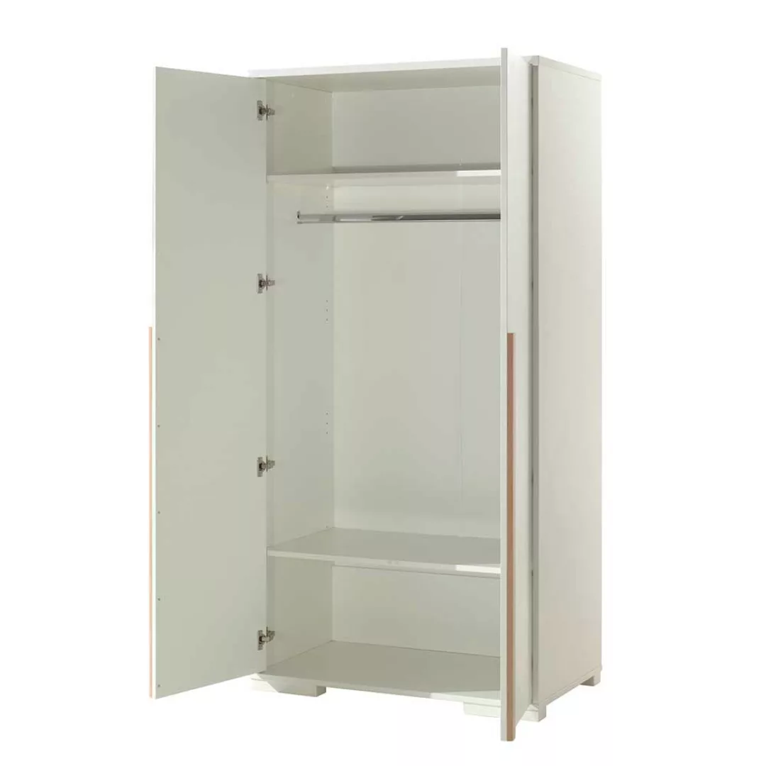 Jugend Kleiderschrank in Weiß und Buche Optik 195 cm hoch günstig online kaufen