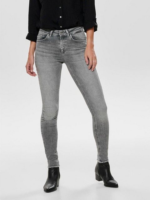 Only Damen Jeans ONLBLUSH MID SK ANK RAW JNS REA0918 - Skinny Fit - Grau - günstig online kaufen