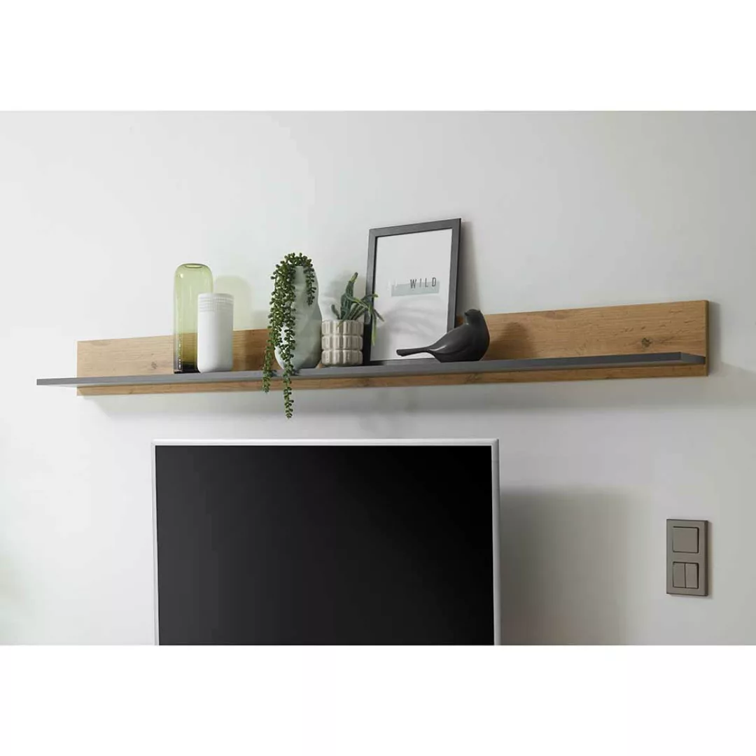 Wandboard in Wildeiche Optik und Anthrazit 170 cm breit günstig online kaufen