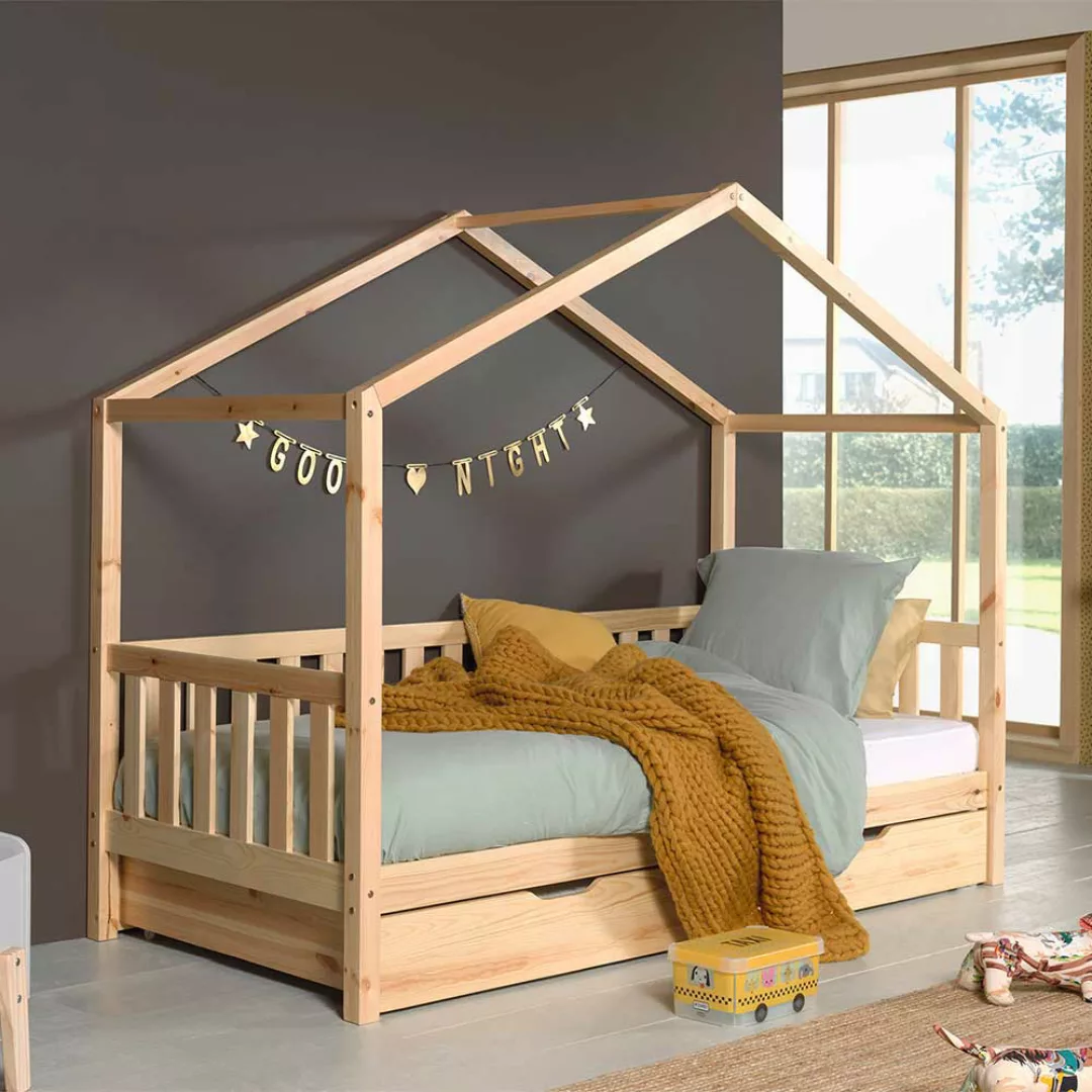 Kinderbett aus Kiefer Massivholz Haus günstig online kaufen