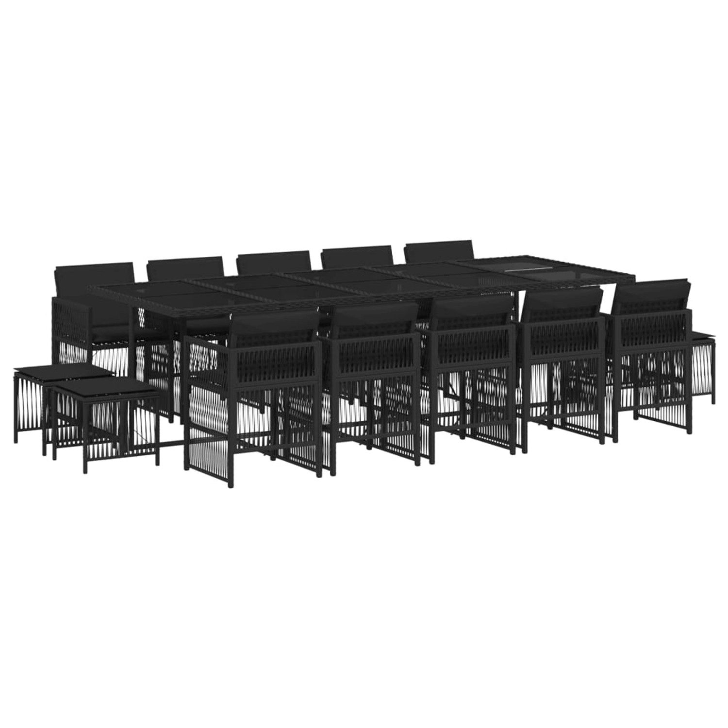 vidaXL 15-Tlg Garten-Essgruppe mit Kissen Schwarz Poly Rattan 3210991 günstig online kaufen