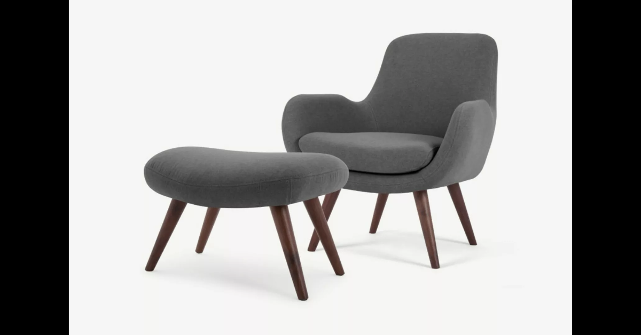Moby Sessel mit Hocker, Marlgrau - MADE.com günstig online kaufen