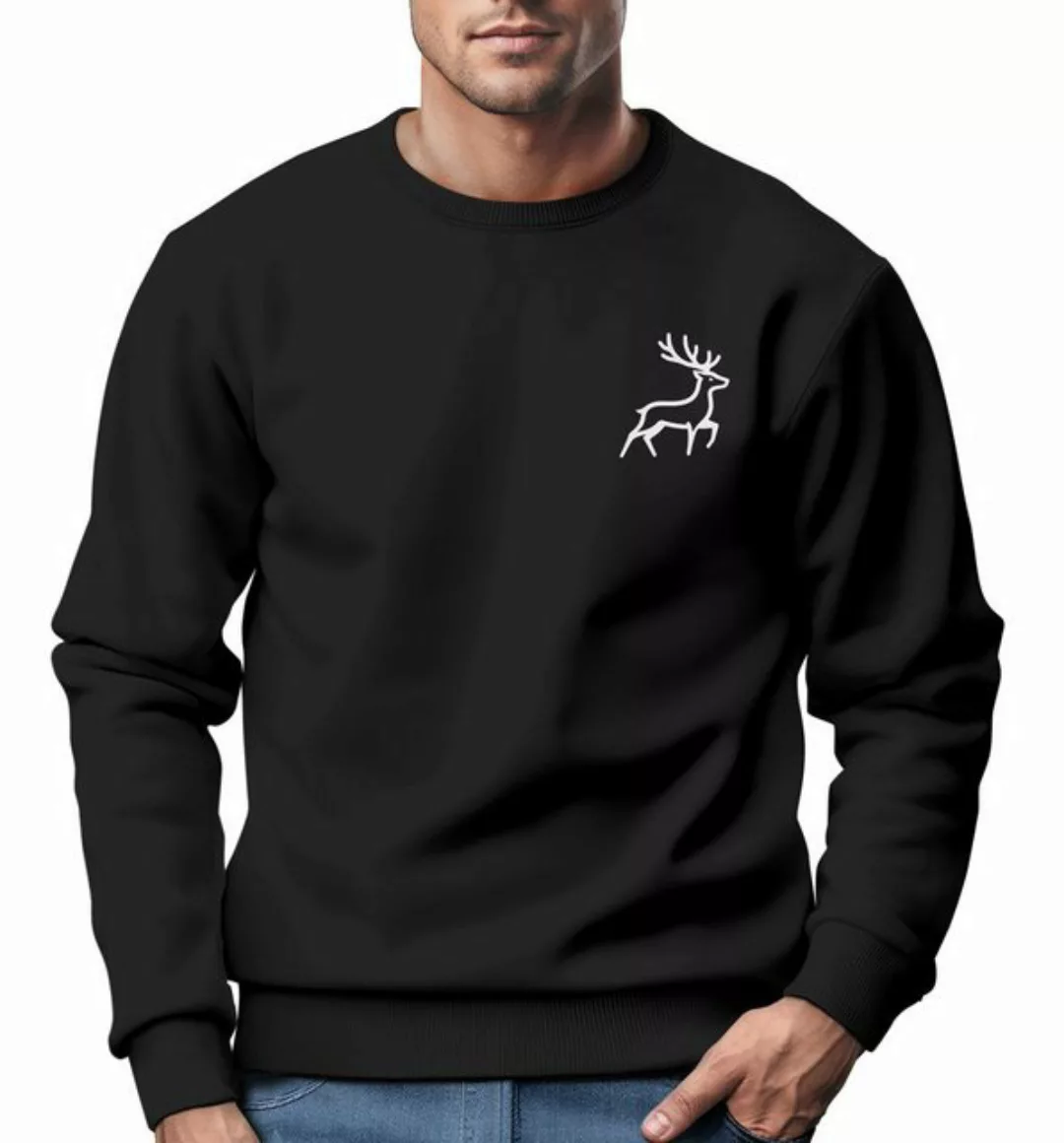 Neverless Sweatshirt Sweatshirt Herren Hirsch Wald-Tiere Print Logo Aufdruc günstig online kaufen