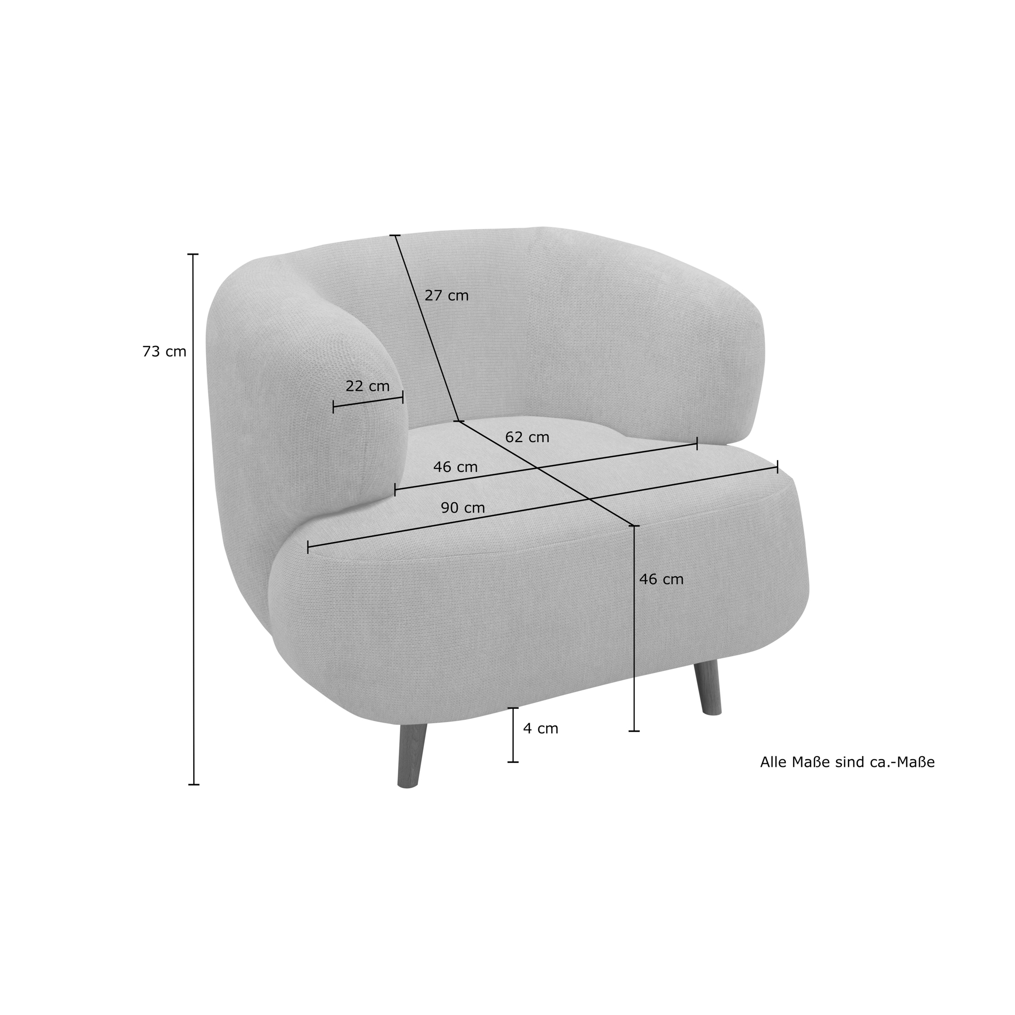 Polstersessel 800014, Sessel, Holzfüße, Armsessel, 86 x 73 x 160 (BxTxH), b günstig online kaufen