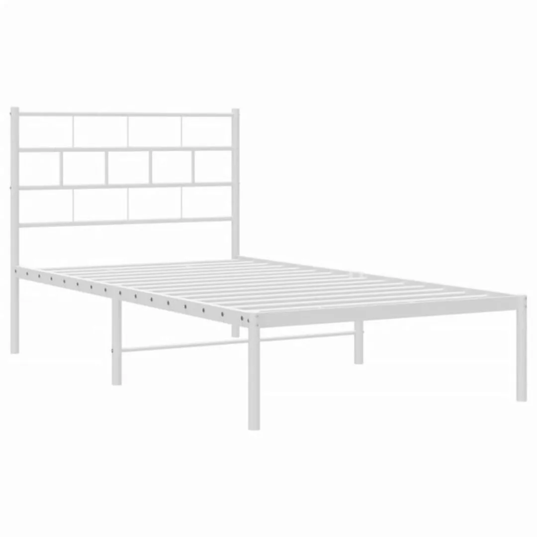 vidaXL Bettgestell Bettrahmen mit Kopfteil Metall Weiß 80x200 cm Bett Bettg günstig online kaufen