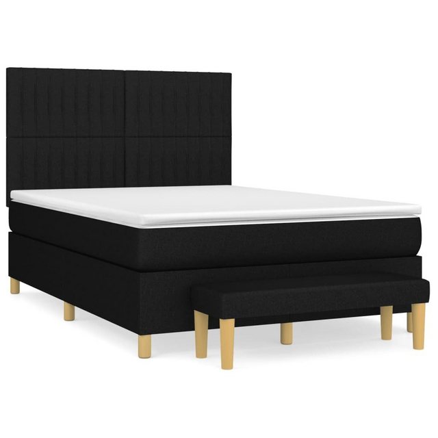 vidaXL Bettgestell Boxspringbett mit Matratze Schwarz 140x200 cm Stoff Bett günstig online kaufen
