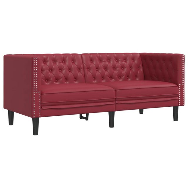 vidaXL Sofa Chesterfield-Sofa 2-Sitzer Weinrot Kunstleder günstig online kaufen