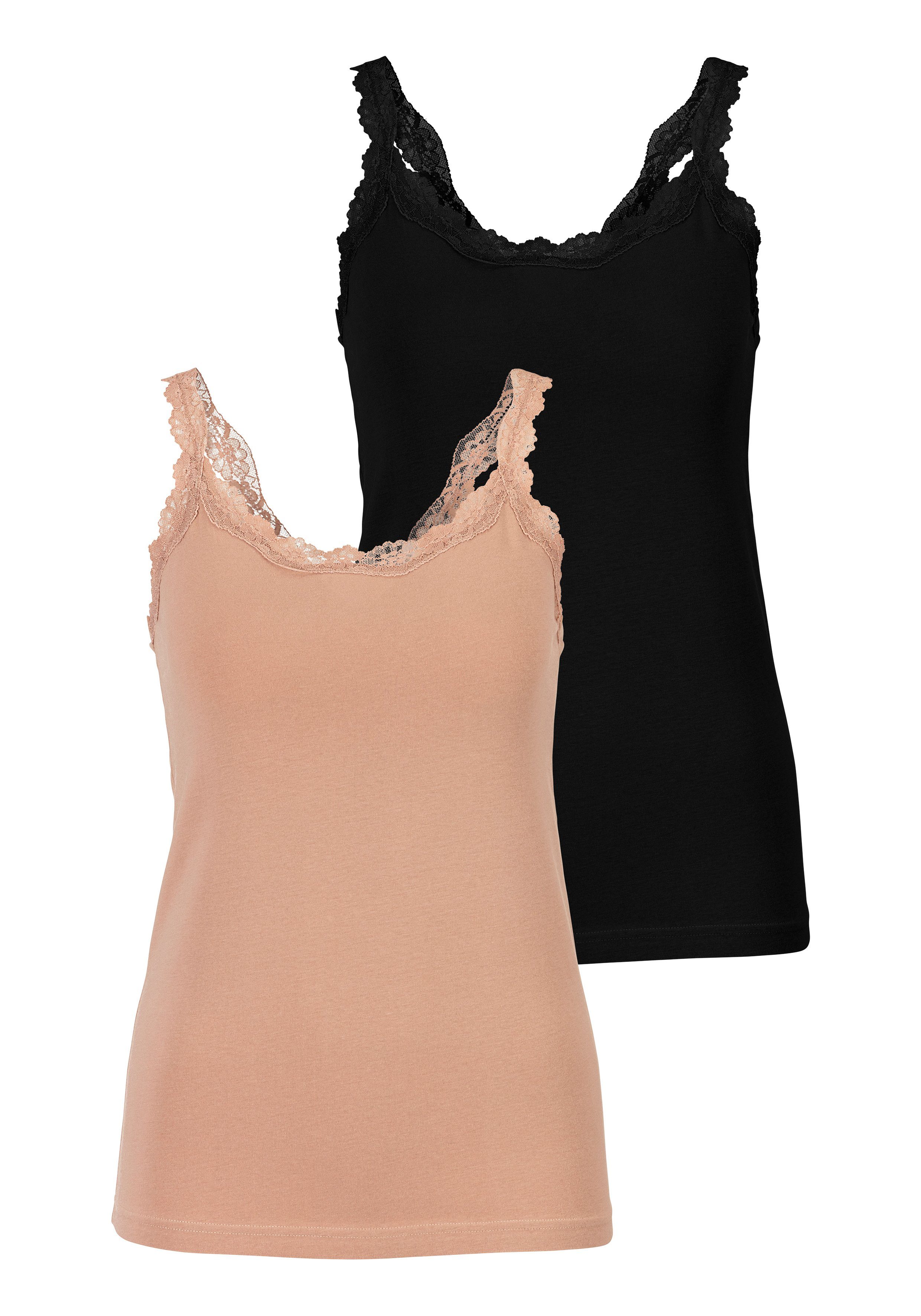 LASCANA Unterhemd, (2er-Pack), mit innenliegendem Bustier, Spaghettiträger- günstig online kaufen