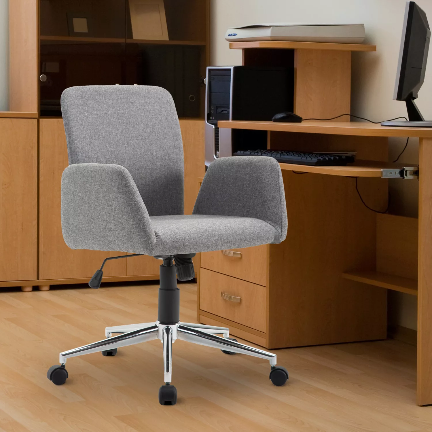 HOMCOM Bürostuhl Drehstuhl Bürosessel mit Rädern Armsessel im Nordischen St günstig online kaufen