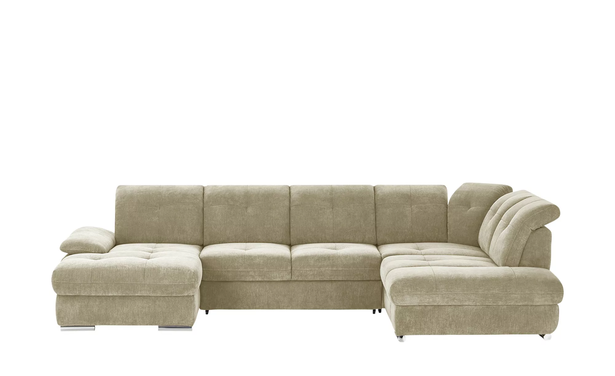 Wohnlandschaft mit Funktion - beige - 377 cm - 246 cm - Polstermöbel > Sofa günstig online kaufen