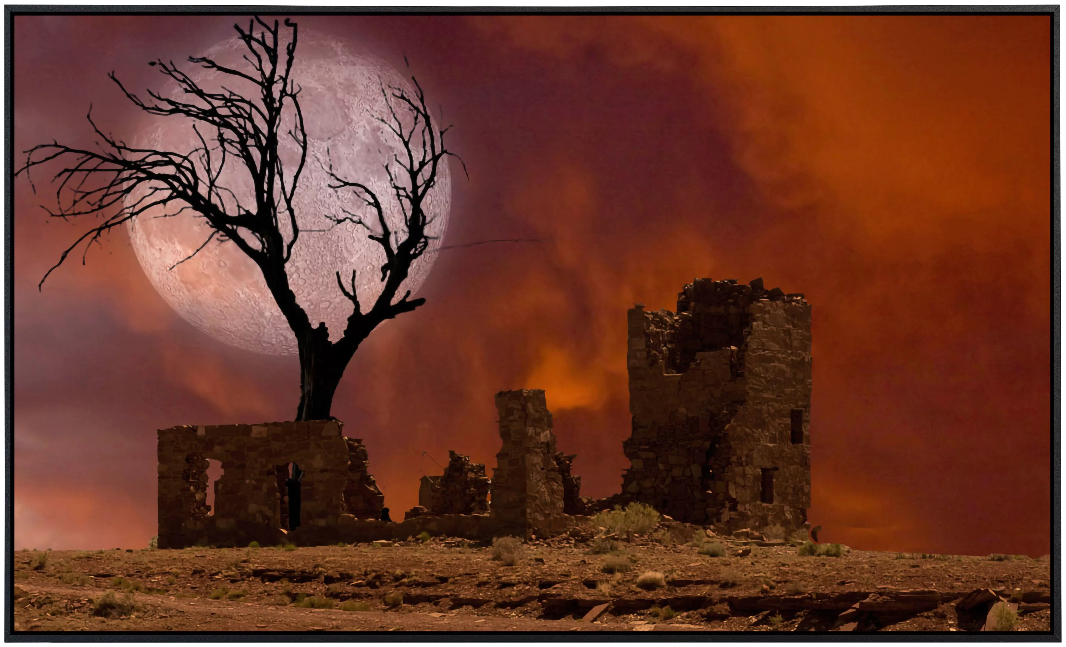 Papermoon Infrarotheizung »Ruine in Landschaft mit Mond« günstig online kaufen