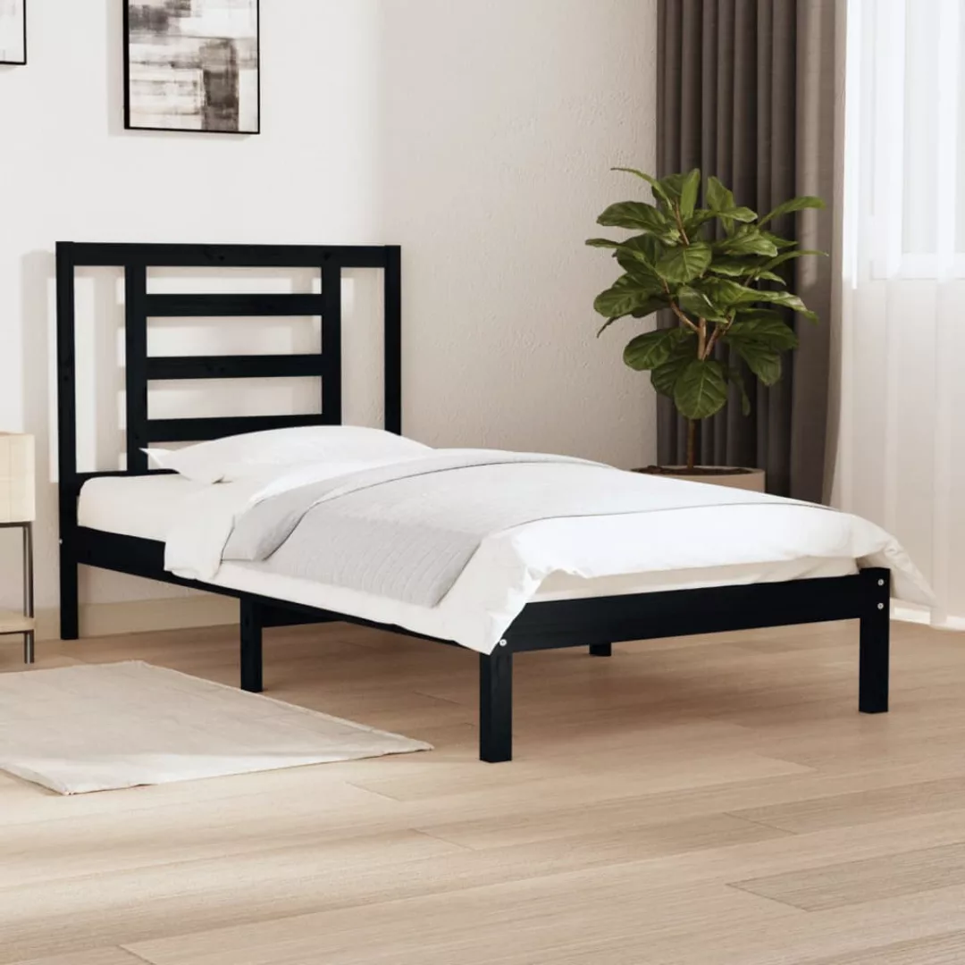 vidaXL Bett Massivholzbett Schwarz Kiefer 90x200 cm günstig online kaufen