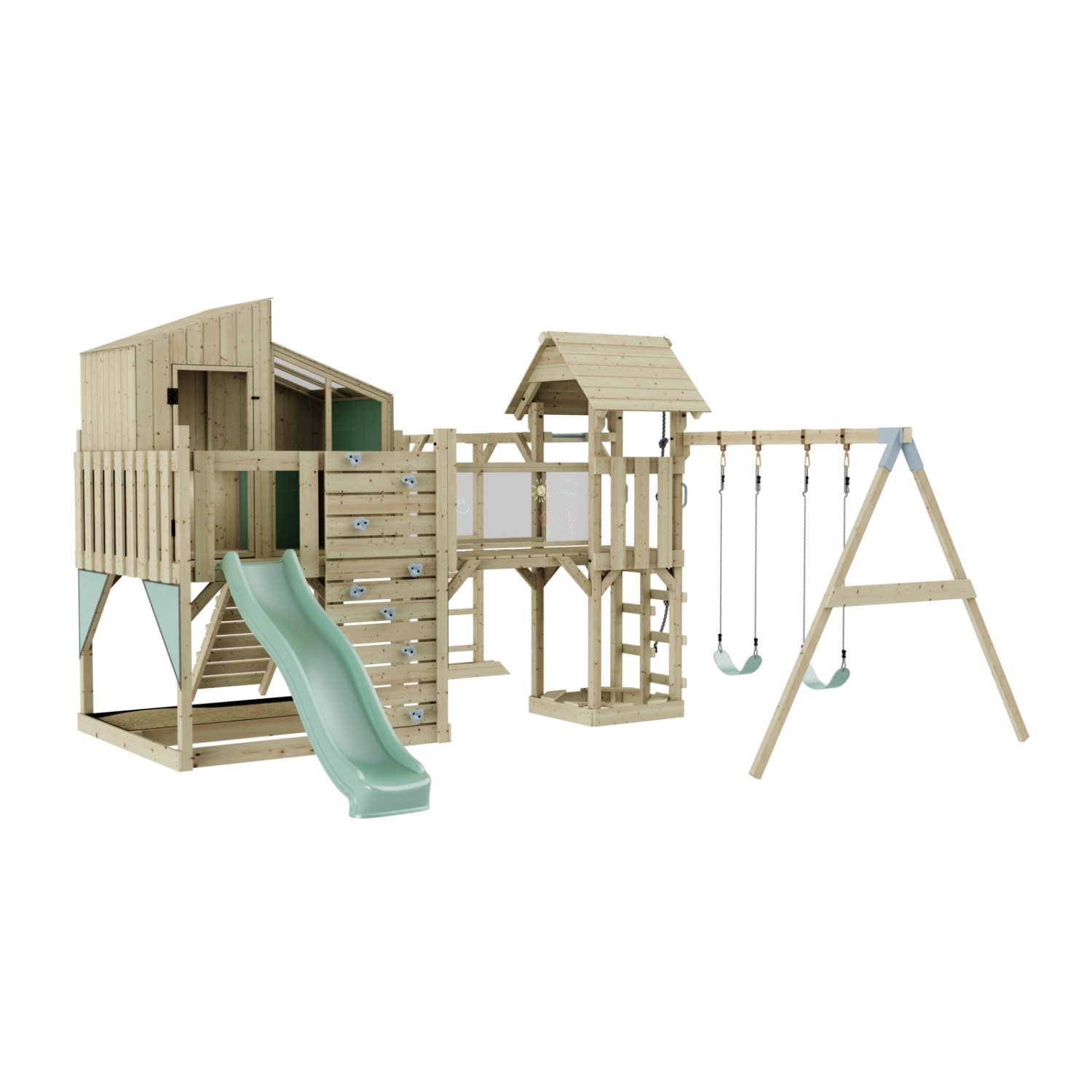 OutdoorToys Spielturm Emma mit Kinderschaukel Mintgrün günstig online kaufen
