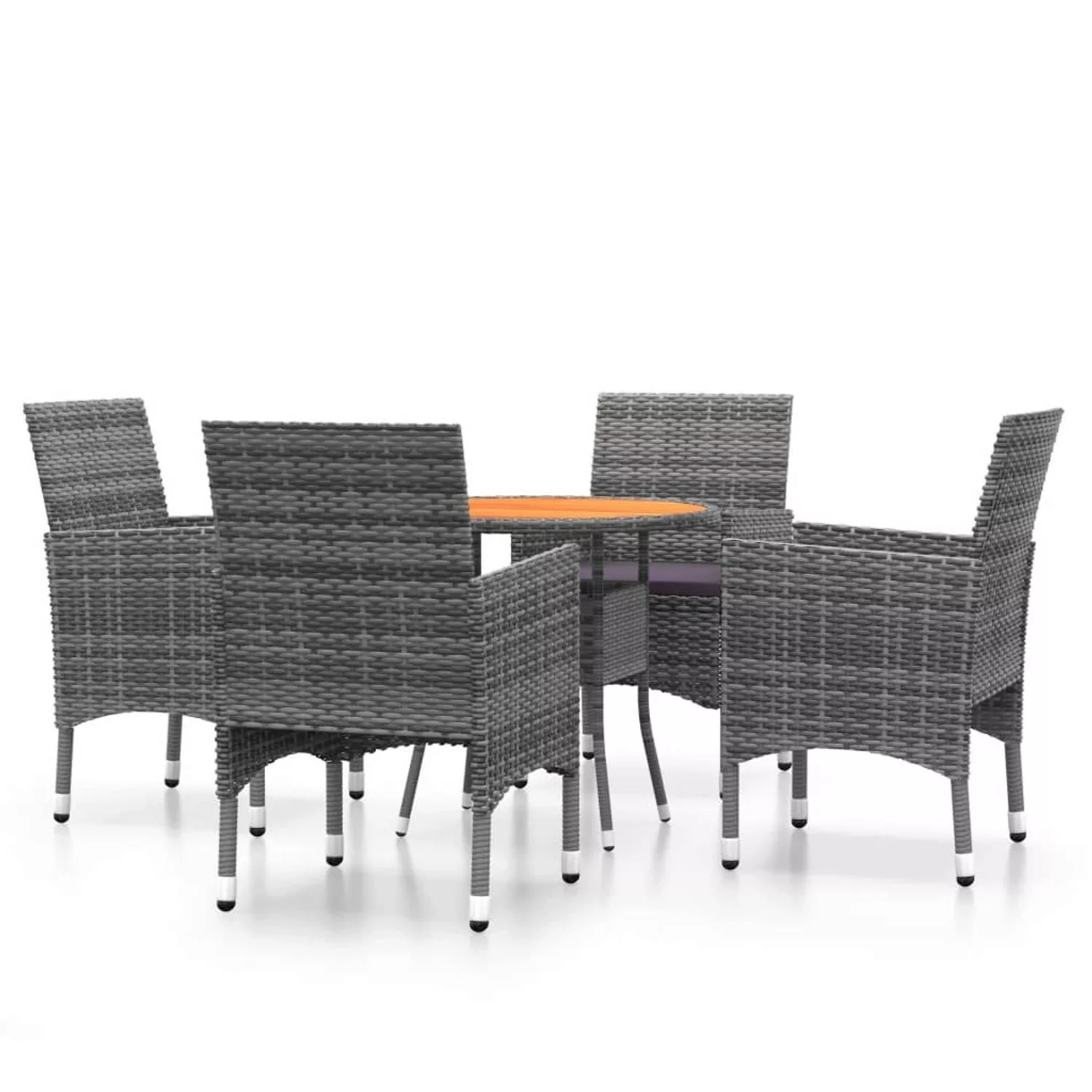 vidaXL 5-tlg Garten-Essgruppe Poly Rattan Grau Modell 13 günstig online kaufen