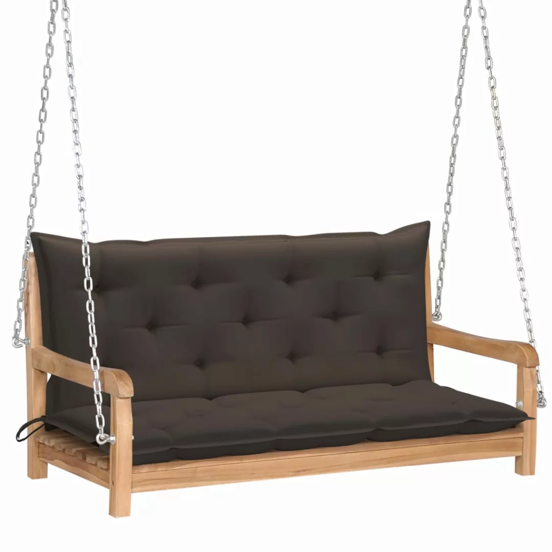 Hollywoodschaukel Mit Taupe Auflage 120 Cm Massivholz Teak günstig online kaufen