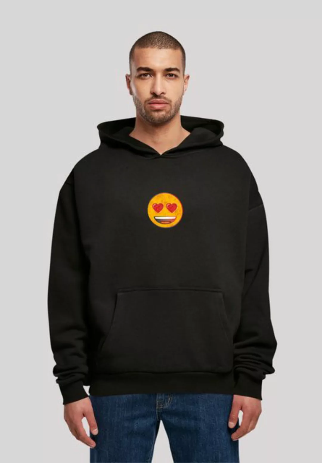 emoji couture Hoodie Smiling furry yellow face jewel hearted eyes Premium Q günstig online kaufen