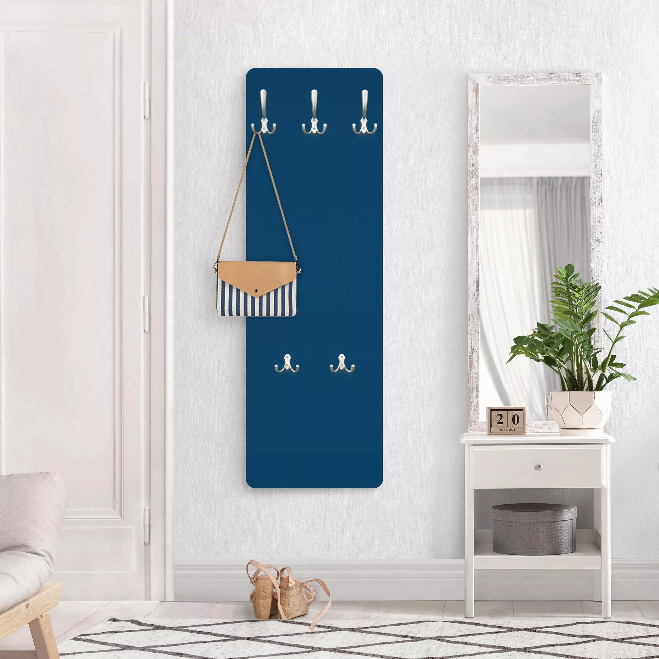 Wandgarderobe Holzpaneel Unifarben Preussisch-Blau günstig online kaufen