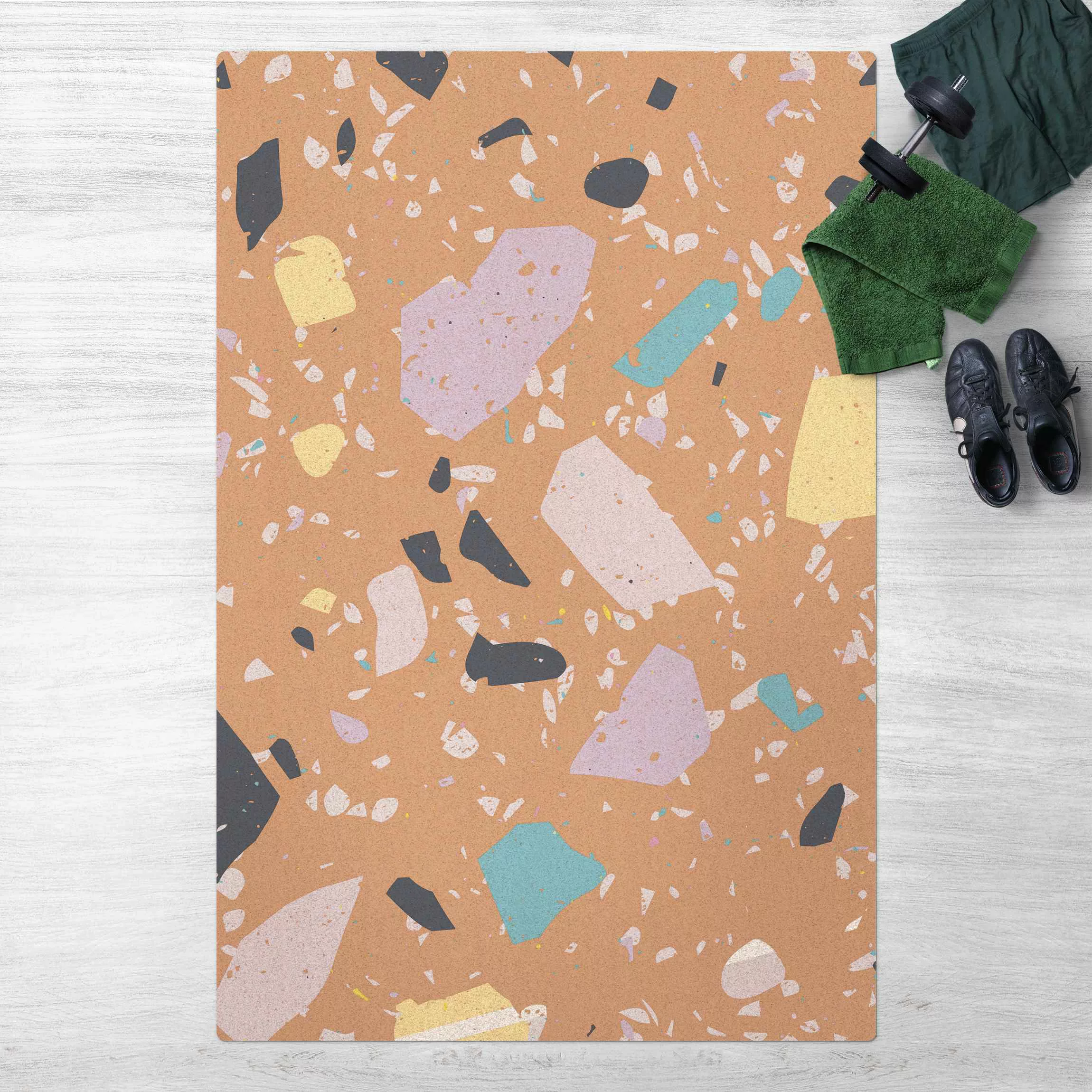 Kork-Teppich Detailliertes Terrazzo Muster Capri günstig online kaufen
