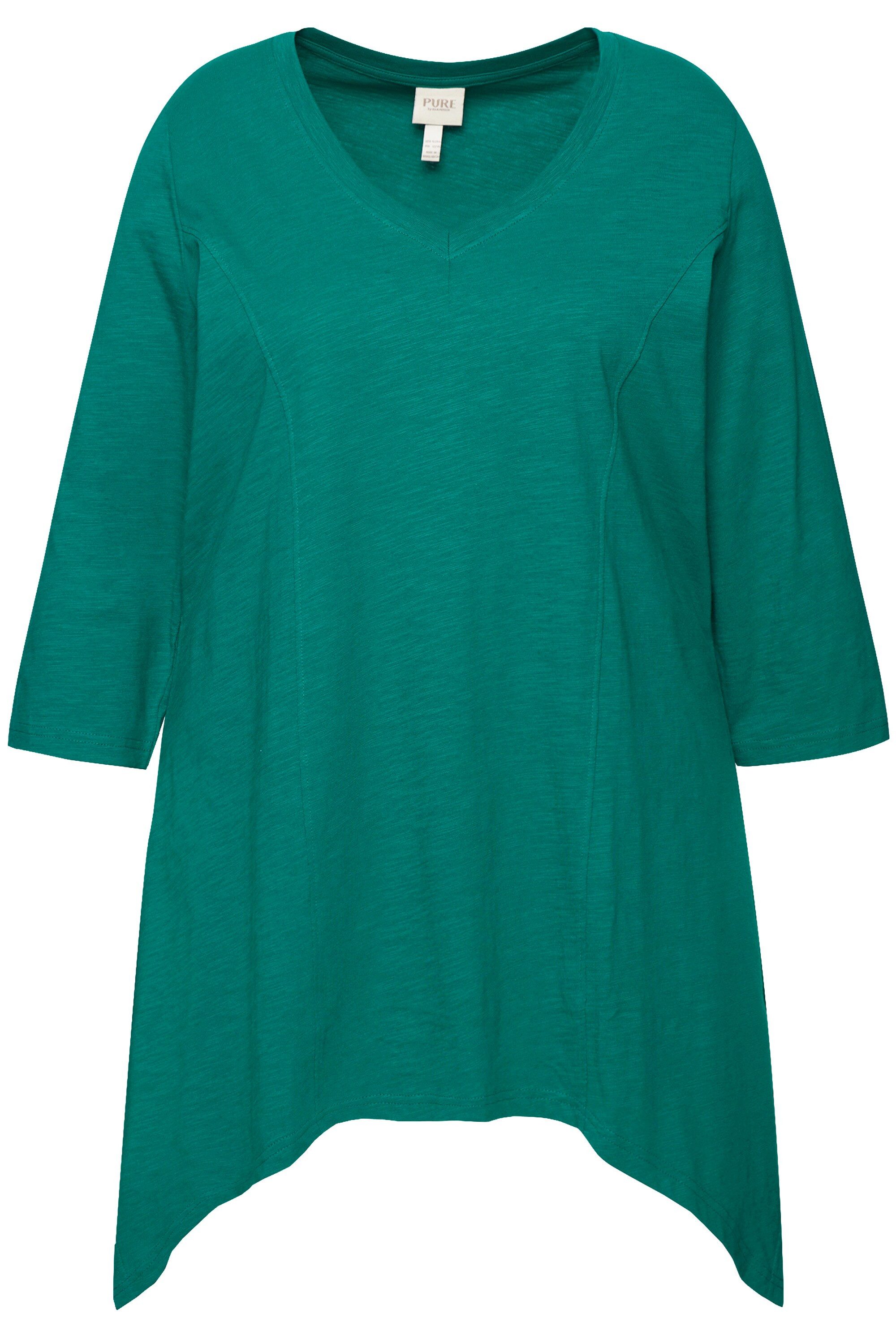 Ulla Popken T-Shirt Shirt Zipfelsaum V-Ausschnitt günstig online kaufen